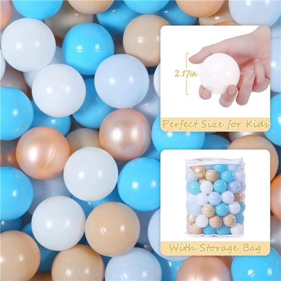 Kids Ball Pit Balls,100 Crush Proof Blue Play Balls for Baby Toddler Ball Pit - Picture 2 of 6